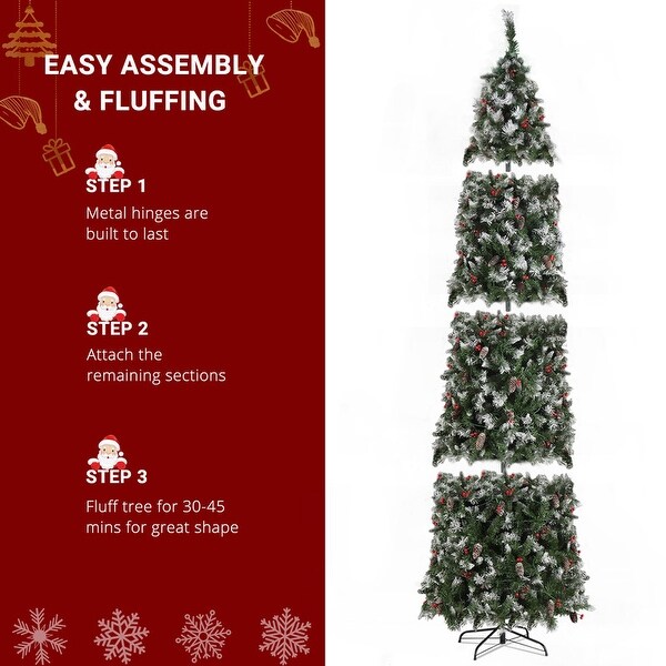 9 Ft PreLit LED Pencil Artificial Christmas Tree with 460 Lights and Decorations