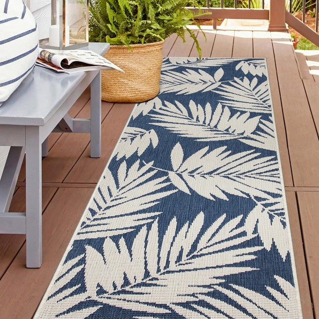 World Rug Gallery Contemporary Floral Leaves Nature Inspired Reversible Indoor outdoor Area Rug