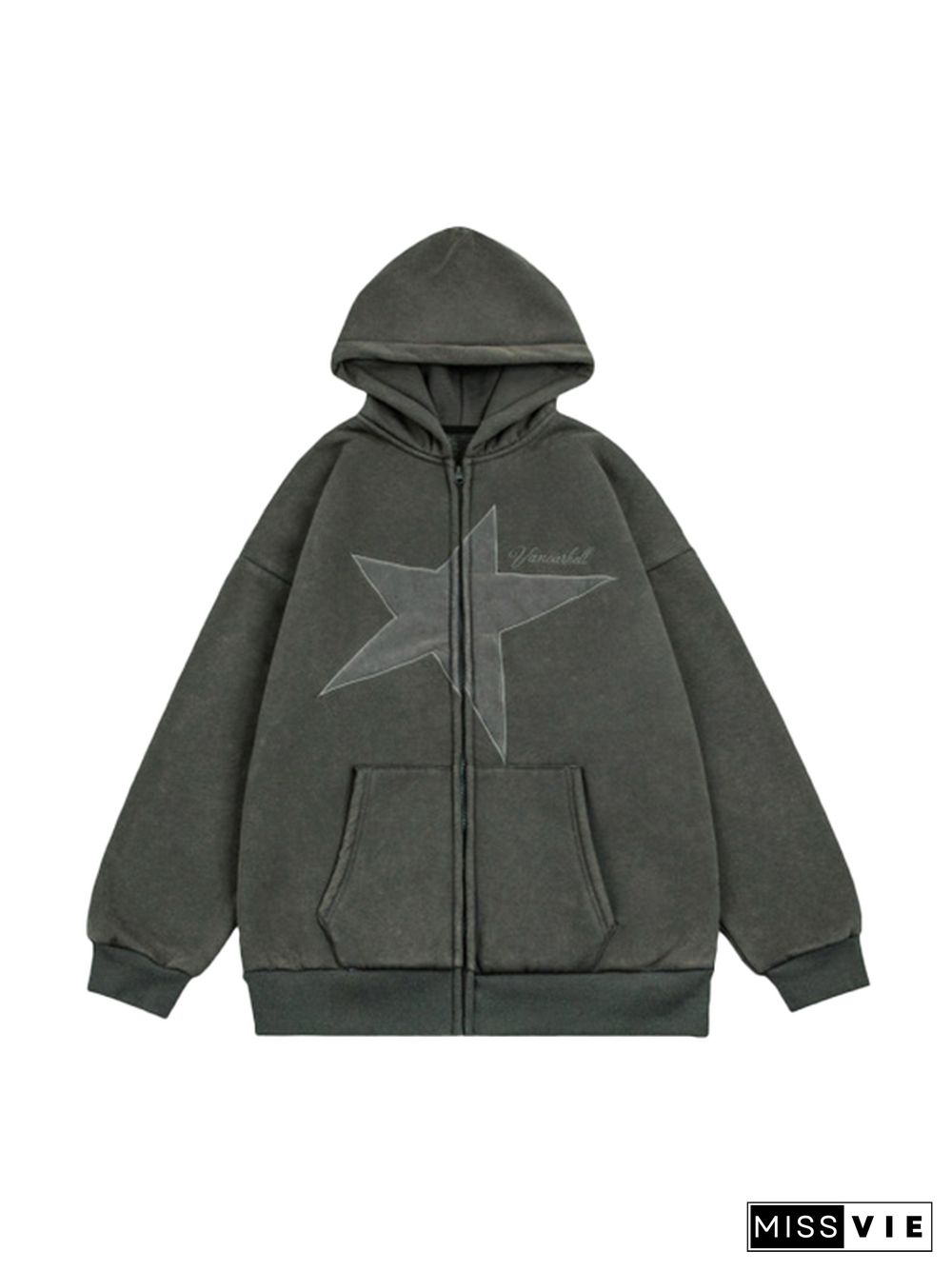 Star Letter Print Oversized Hoodie