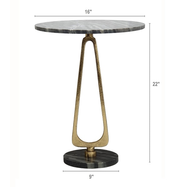 AandB Home Cintra Marble and Aluminum Accent Table - Black/Gold