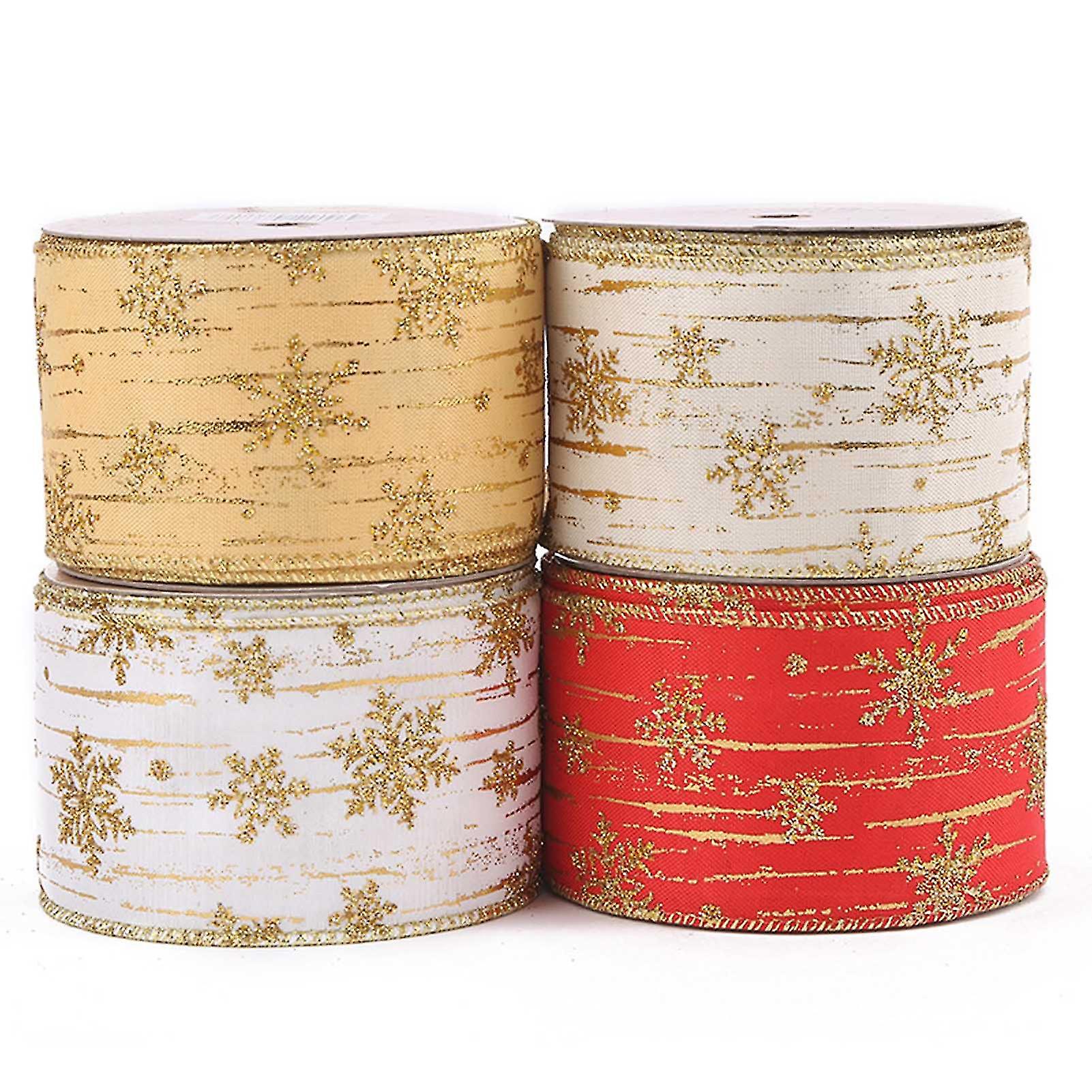 1 Roll Lightweight Ribbon Comfortable Polyester Decorative Christmas Diy Glitter Ribbon For Home