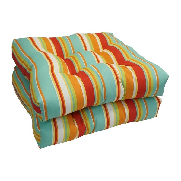 19-inch Square Tufted Indoor/Outdoor Chair Cushions (Set of 1， 2， or 4)