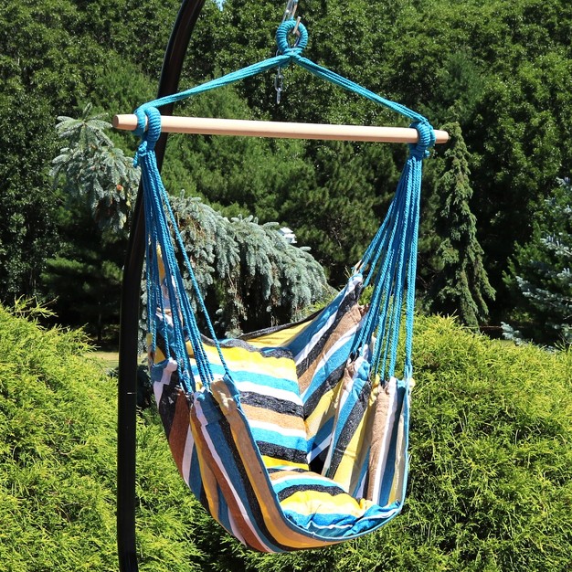 Sunnydaze Double Cushion Hanging Rope Hammock Chair Swing For Backyard And Patio 265 Lb Weight Capacity