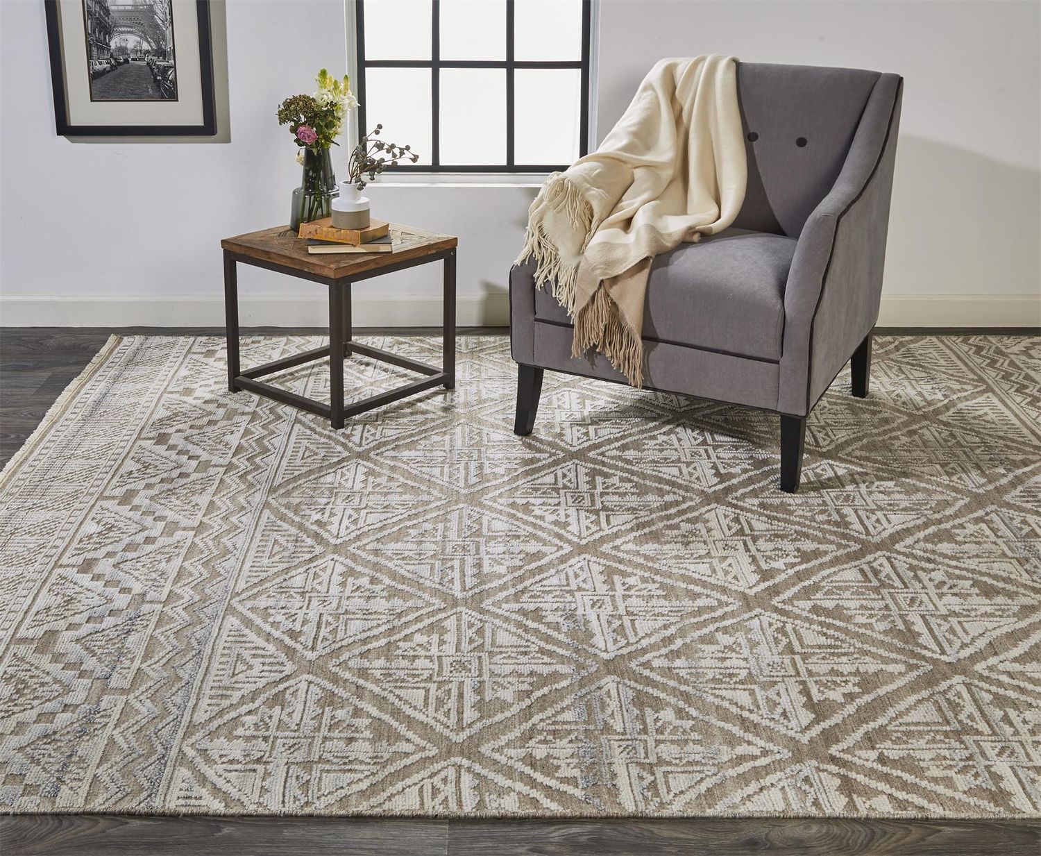 Eckhart Hand Knotted Ivory and Tan Rug by BD Fine