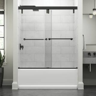 Delta Crestfield 60 in. x 59-14 in. Mod Semi-Frameless Sliding Bathtub Door in Bronze and 38 in. (10mm) Clear Glass SD3441703