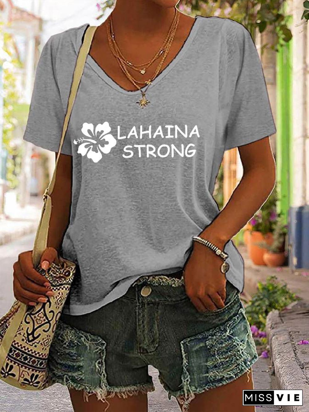 Women's Lahaina Strong Support Maui V-Neck T-Shirt