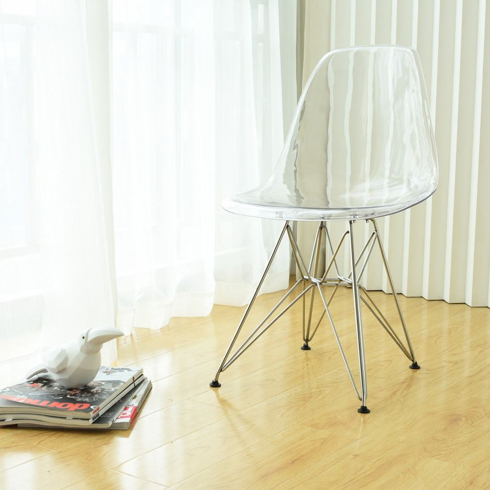 Mod Made Paris Tower Acrylic Clear Set Of 2 Dining Side Chair MM SWAC086 Clear   Midcentury   Dining Chairs   by Mod Made  Houzz