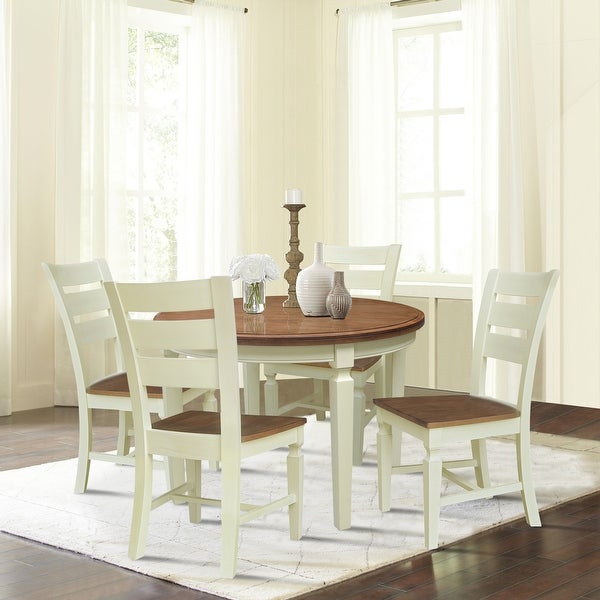 44 in. Round Top Dining Table with 4 Ladderback Chairs