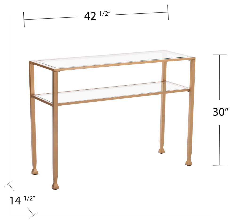 Helston Gold Metal and Glass Console Table   Contemporary   Console Tables   by SEI  Houzz