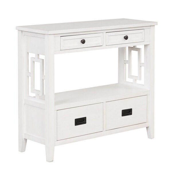 Console Table with 4 Drawers and 1 Storage Shelf for Living Room