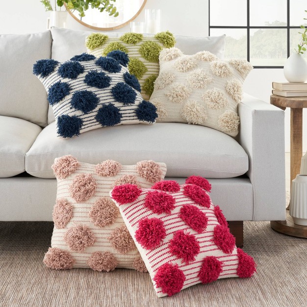 Life Styles Tufted Pom Poms Square Throw Pillow Mina Victory