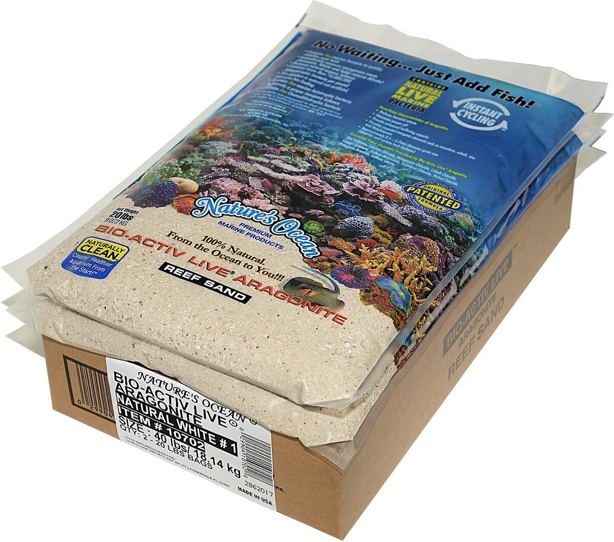 Nature's Ocean Bio-Activ Live Aragonite Saltwater Aquarium Sand， Natural White #1