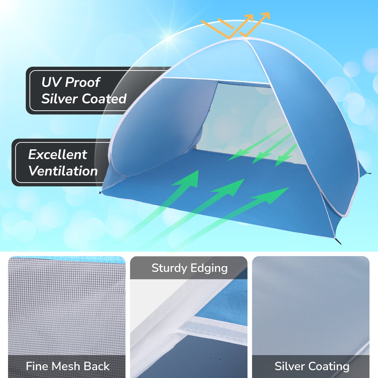 Ktaxon Summer Pop Up Beach Tent 2-3 Person Fishing Sun Shelter Tent