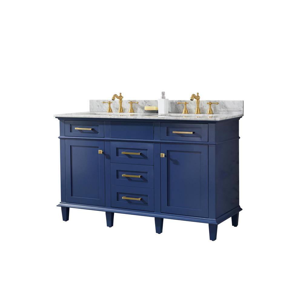 Legion Furniture 54 in. W x 22 in. D Vanity in Blue with Marble Vanity Top in White with White Basin with Backsplash WLF2254-B