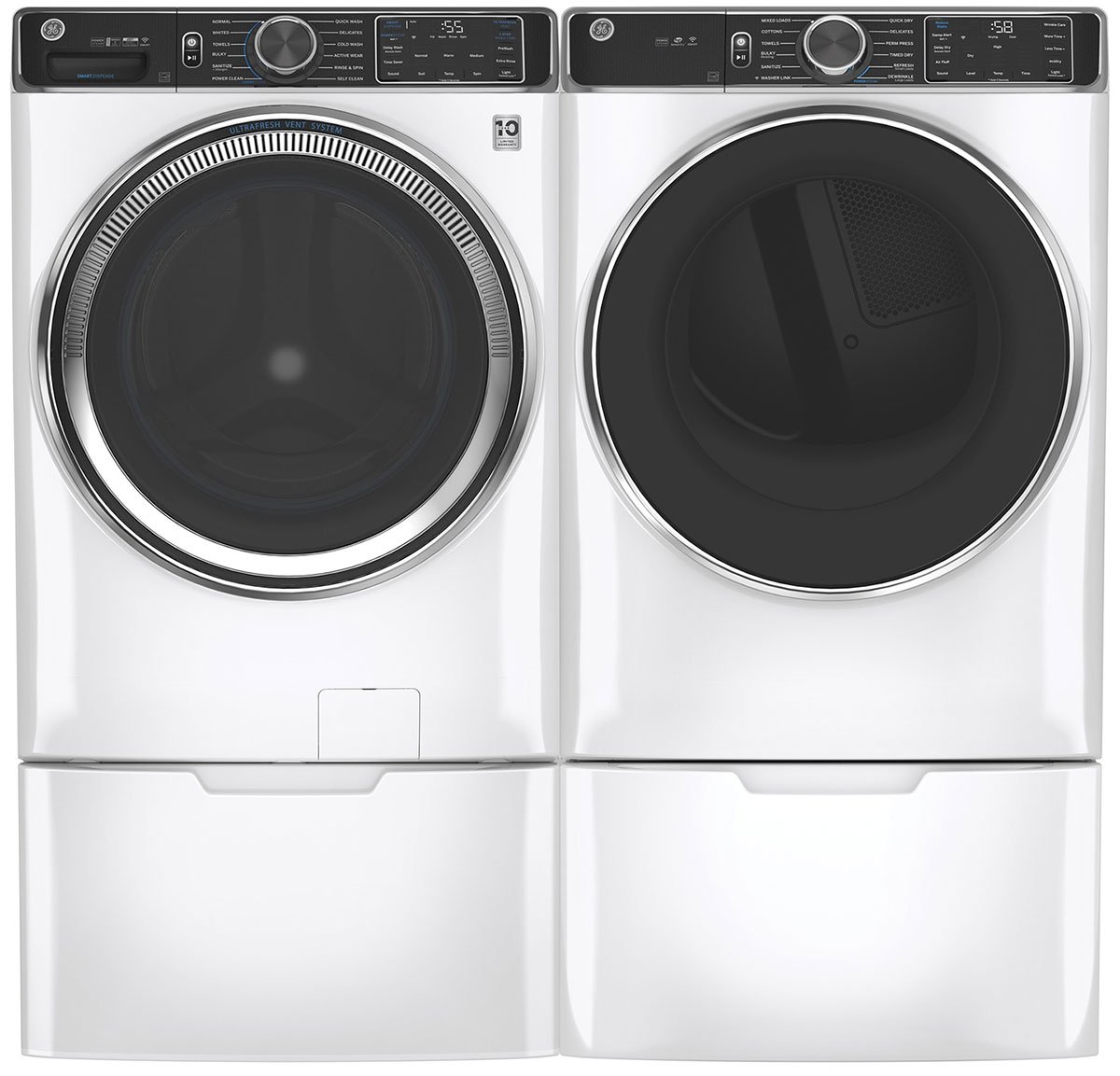 GE ADA 7.8 Cu. Ft. White Smart Front Load Gas Dryer With Steam And Sanitize Cycle