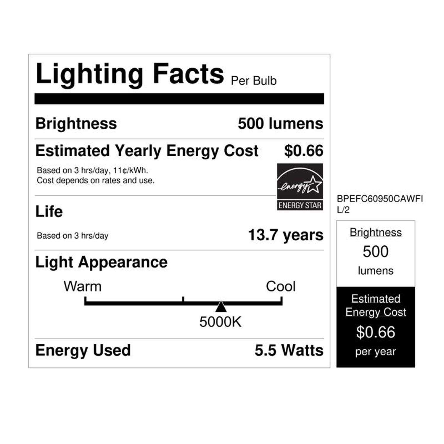 Feit White Filament BA10 E26 (Medium) Filament LED Bulb Daylight 60 Watt Equivalence 2 pk