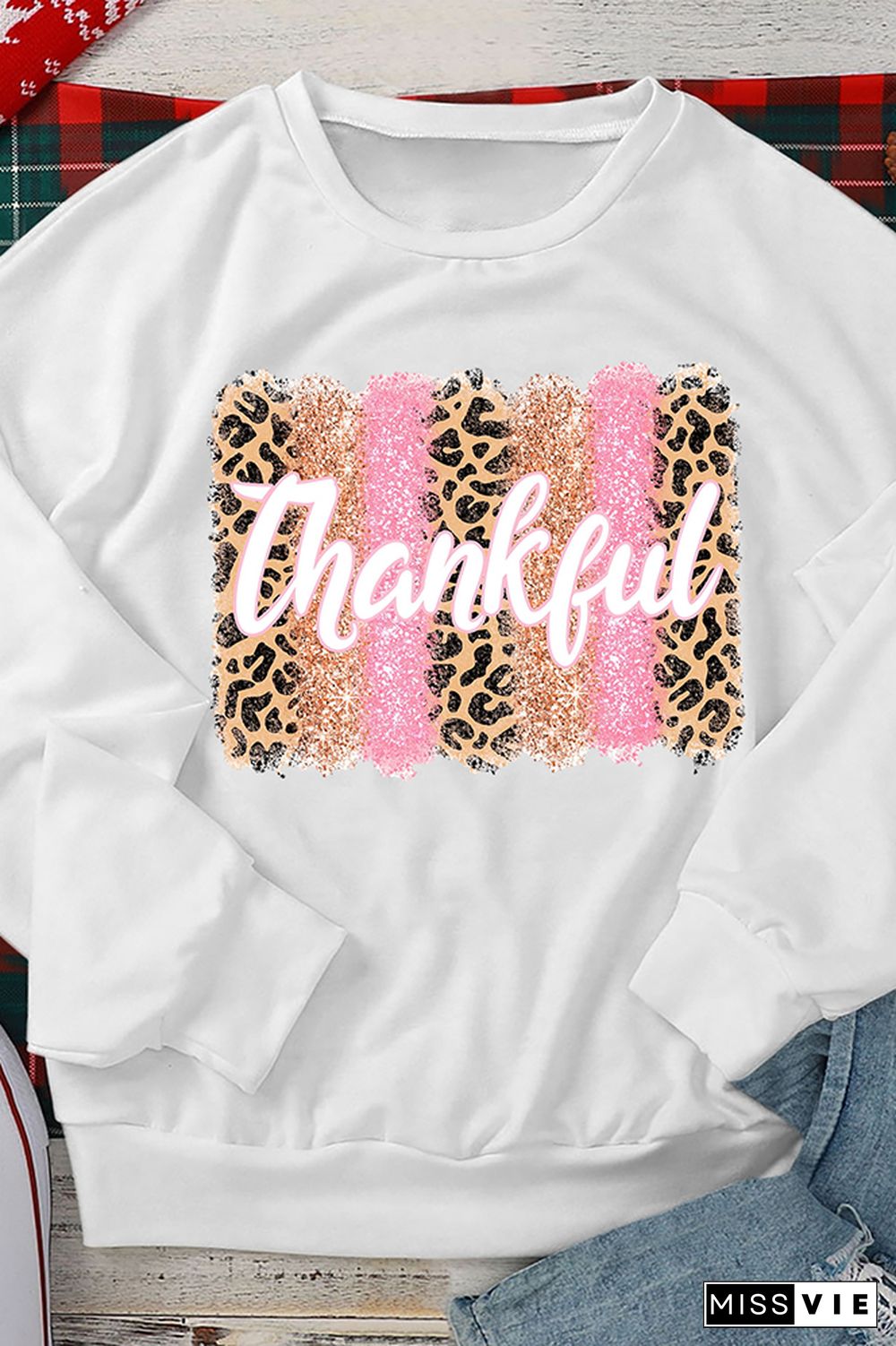 Thankful Print O-neck Long Sleeve Sweatshirts Women Wholesale