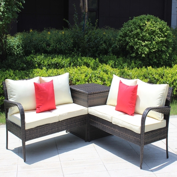 Modern 3 Piece Wicker Rattan Sectional Set