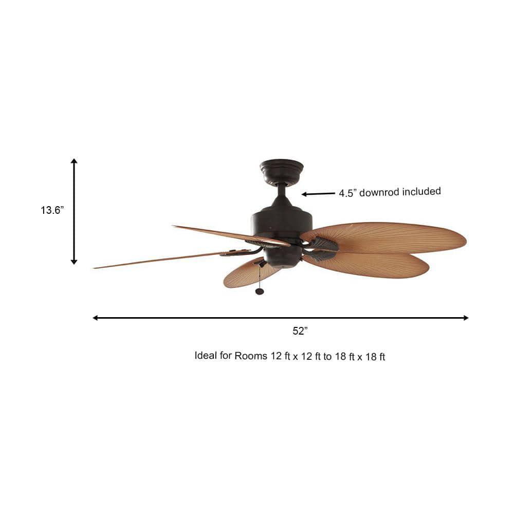 Hampton Bay Lillycrest 52 in IndoorOutdoor Aged Bronze Ceiling Fan with Downrod and Reversible Motor Light Kit Adaptable