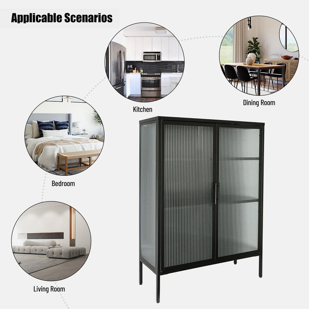 48 Inch Double Glass Door Storage Cabinet