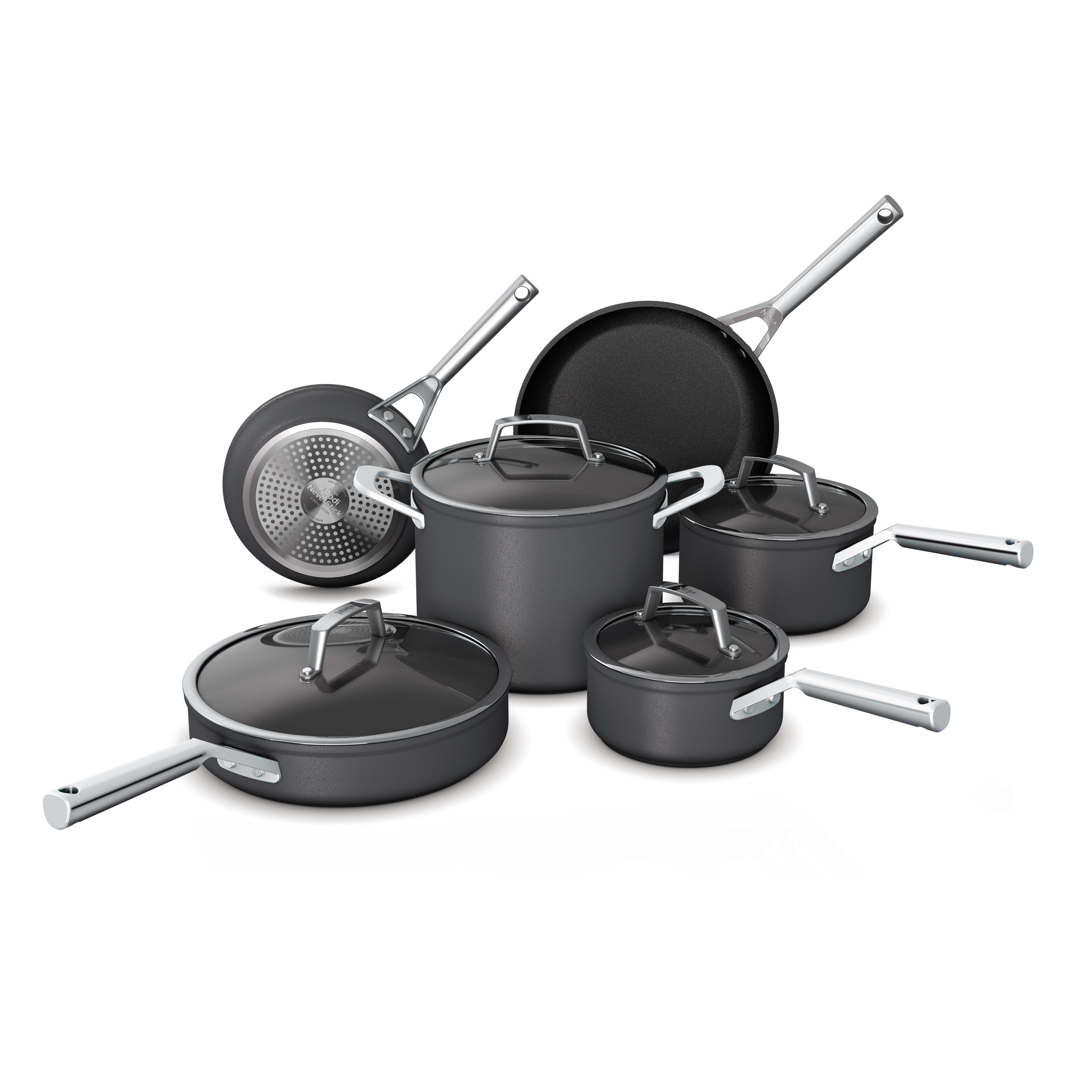 Ninja Foodi NeverStick Premium Hard-Anodized 10-Piece Cookware Set， oven safe to 500°F