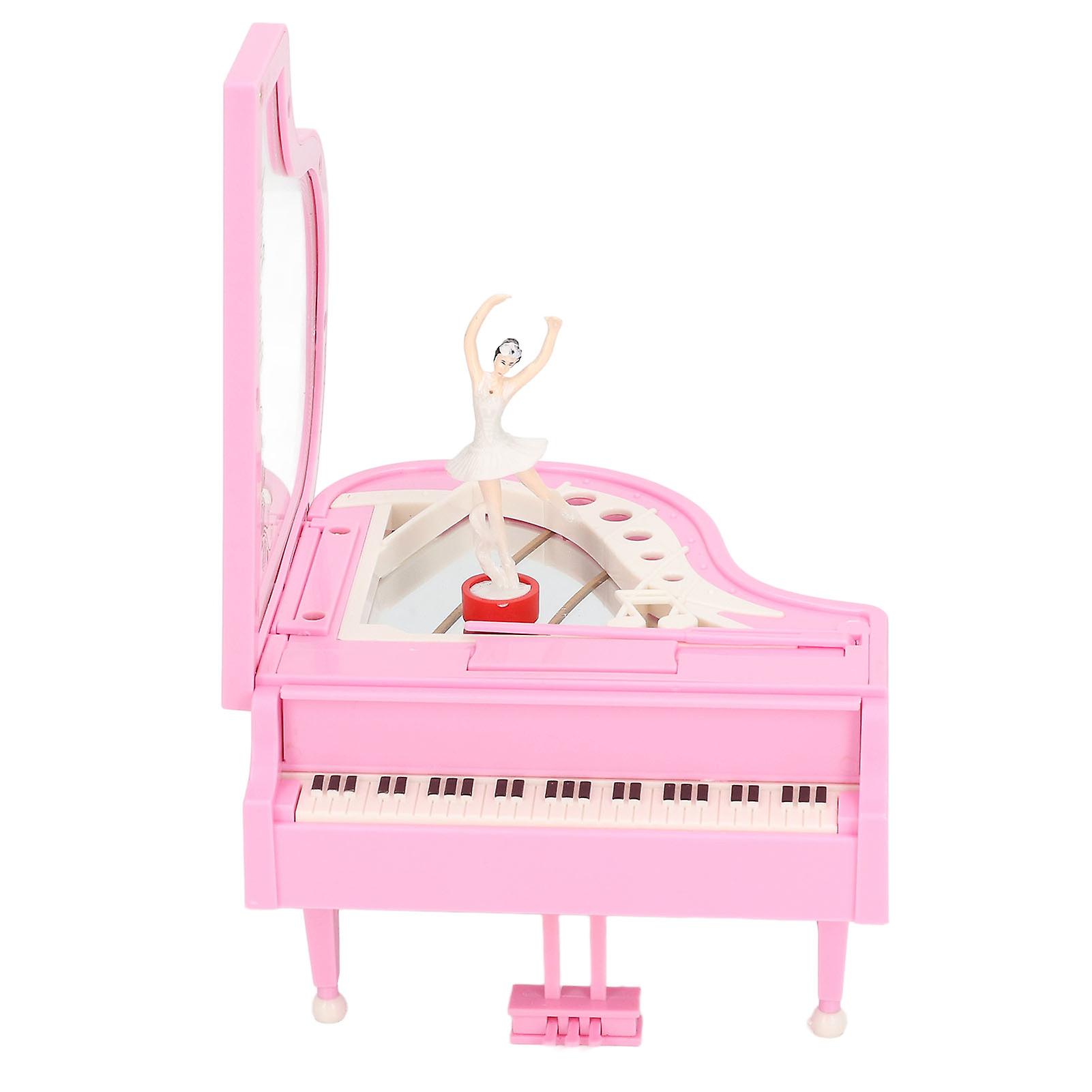 Pink Piano Music Box Small Ballerina Girl Dancing Emulational Pianoforte Music Box Birthday Gift for Girl