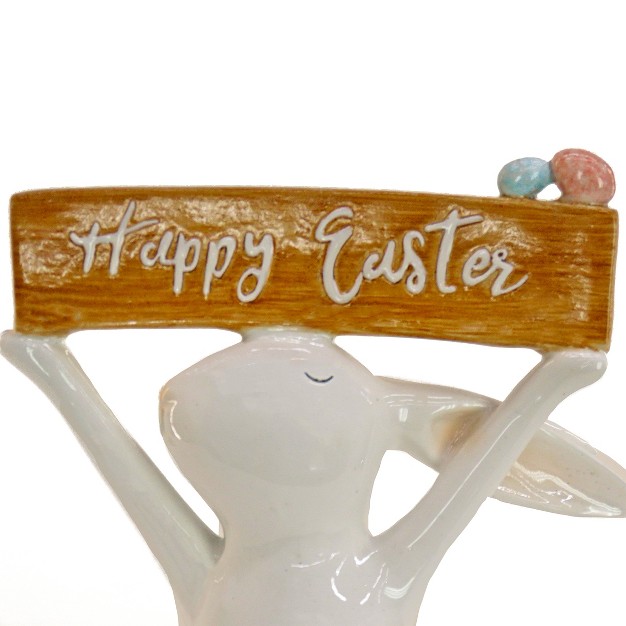 National Tree Company Easter Bunny With Sign Table Decoration White Easter Collection 11 Inches