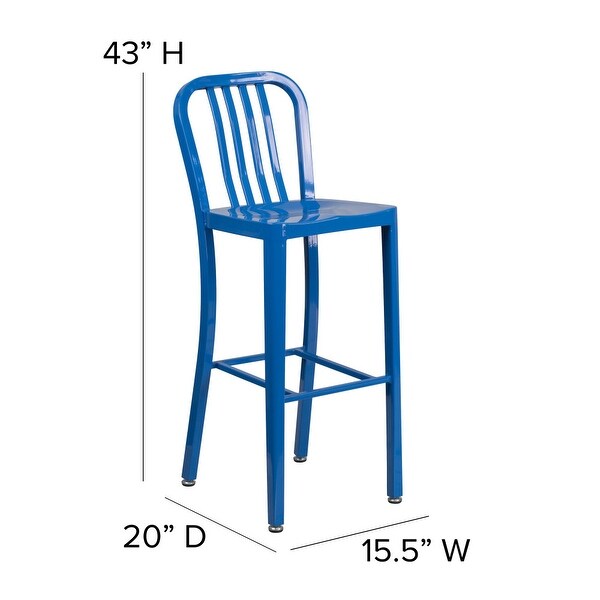 2 Pack 30'' High Metal Indoor-Outdoor Barstool with Vertical Slat Back