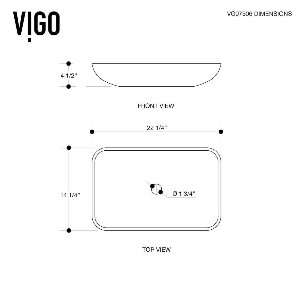 VIGO Donatello Gold Glass 22 in. L x 14 in. W x 5 in. H Rectangular Vessel Bathroom Sink VG07506