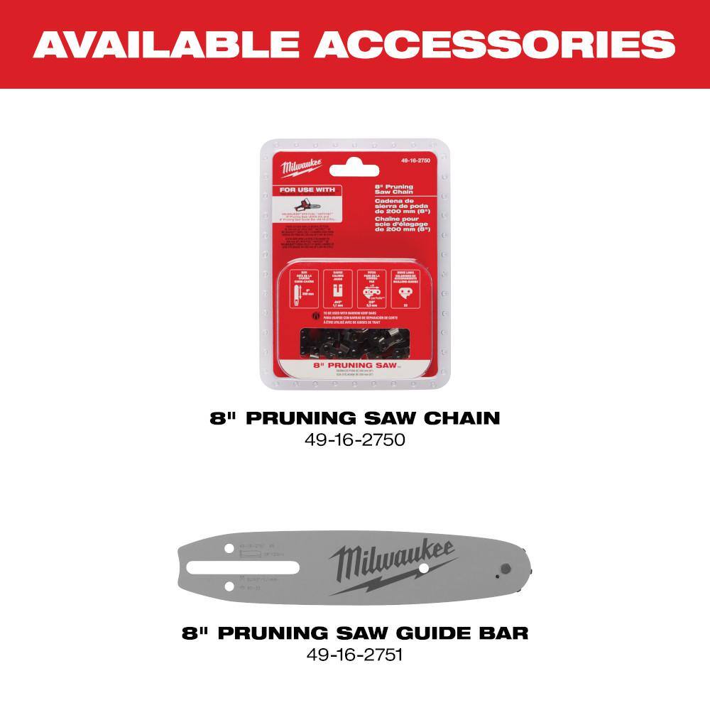 MW M18 FUEL 8 in. 18V Lithium-Ion Brushless Electric Cordless Chainsaw HATCHET wM18 Sawzall 6.0 Ah 5 Ah Battery (2-Tool) 3004-20-2821-20-48-11-1865-48-11-1850