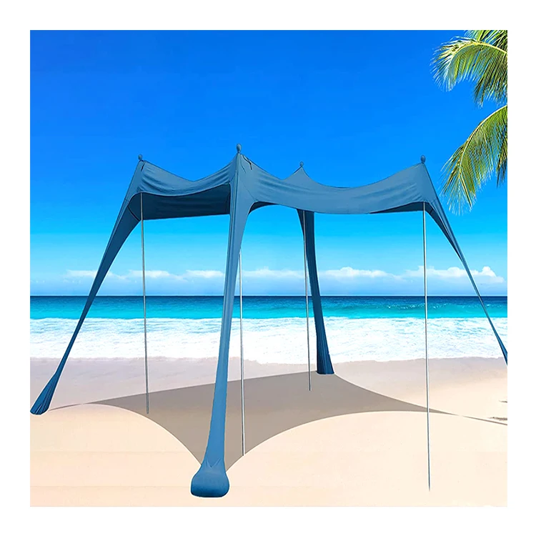 Portable Premium Camping Outdoor Shade Beach Tent Sun Shelter With Sand Shovel  UPF 50+ Light Sunshade Pop Up Beach Tent