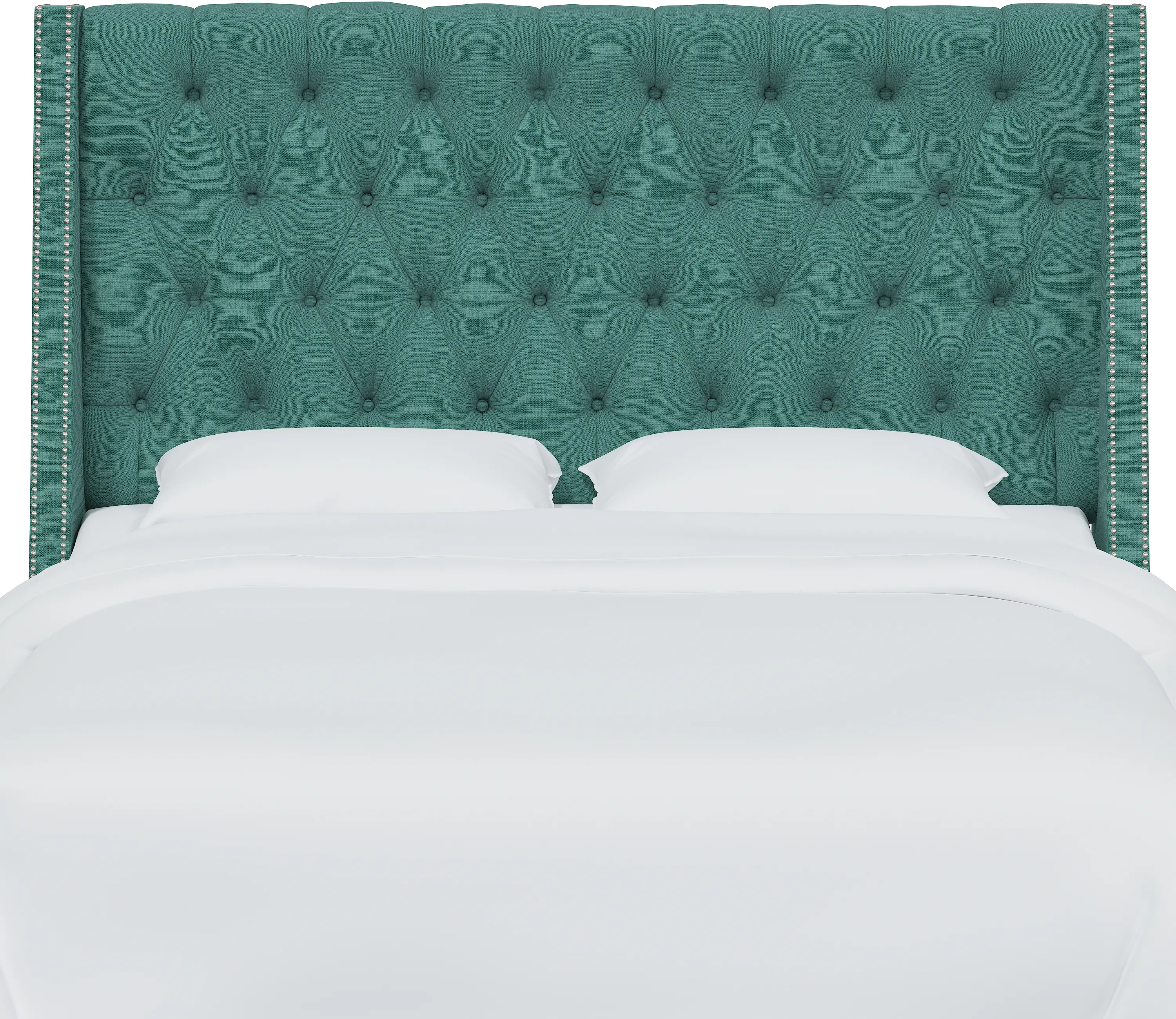 Riley Teal Tufted Wingback Twin Headboard - Skyline Furniture