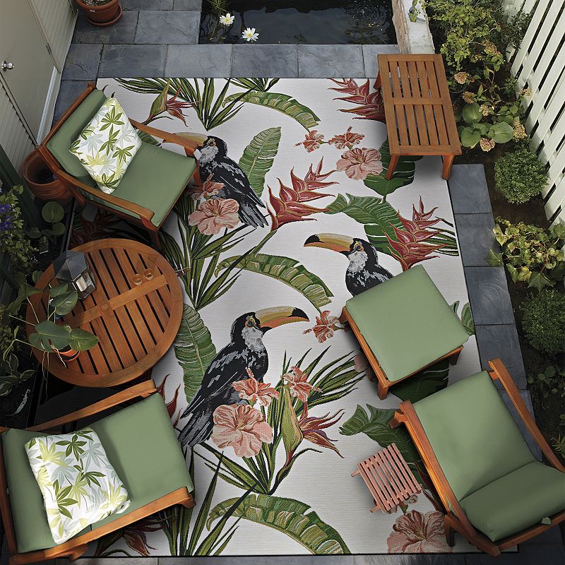 Couristan Dolce Toucans Ivory Indoor Outdoor Area Rug