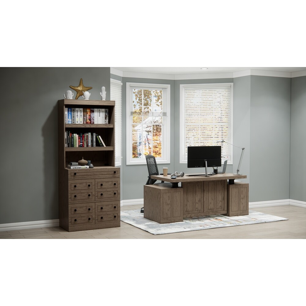 Windsor Sit Stand Storage Desk with File Drawer Bookcase