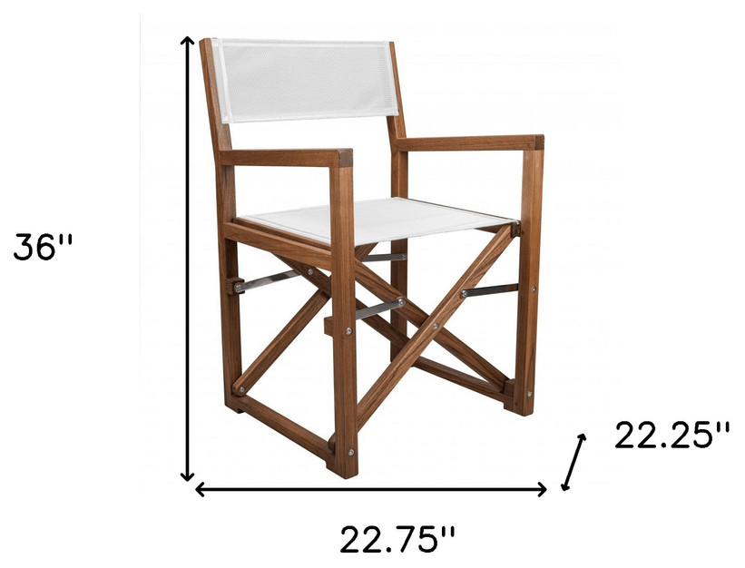 White And Brown Solid Wood Director Chair   Outdoor Dining Chairs   by HomeRoots  Houzz