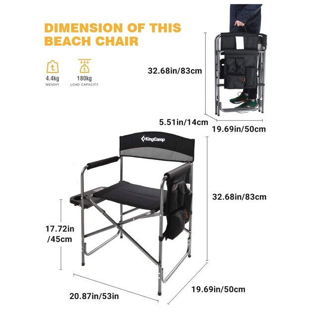 Kingcamp Compact Camping Folding Chair With Side Table And Storage Pocket