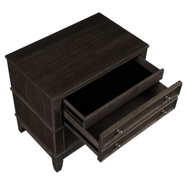 3 Drawer Nightstand， Coffee