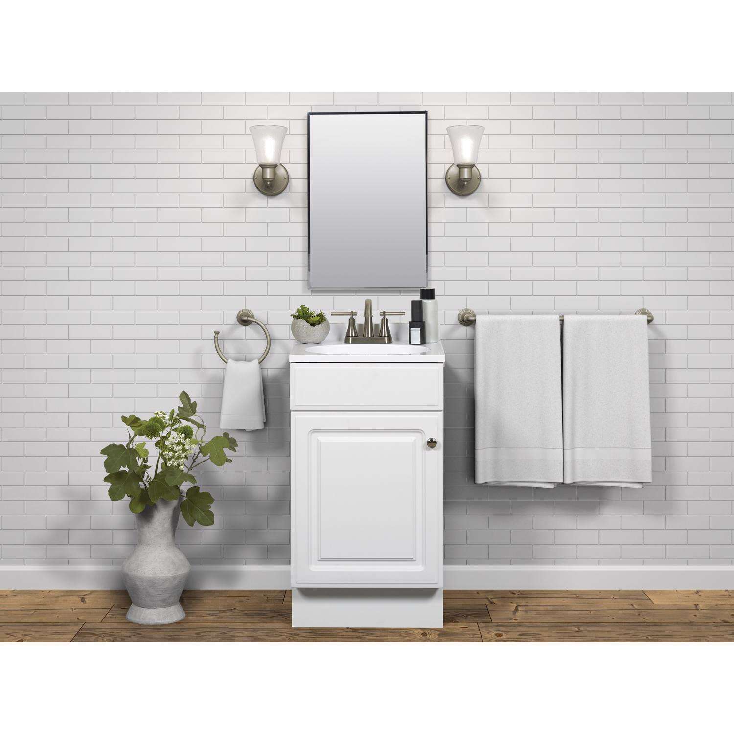 Zenna Home Single White Vanity Combo 18 in. W X 16 in. D X 35 in. H