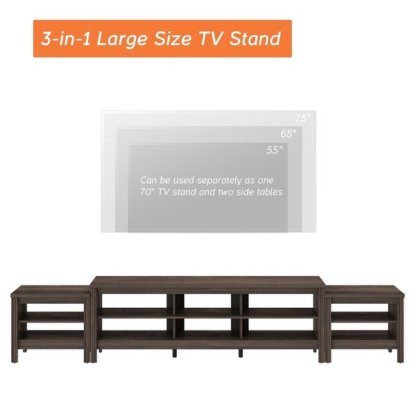 Large TV Stand for 75-85 Inch TV， Entertainment Center and End Table Set