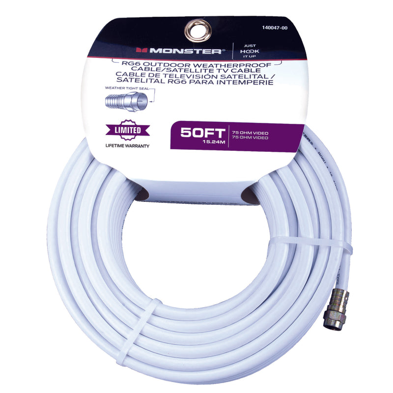 CABLE COAX RG6 50' WHITE