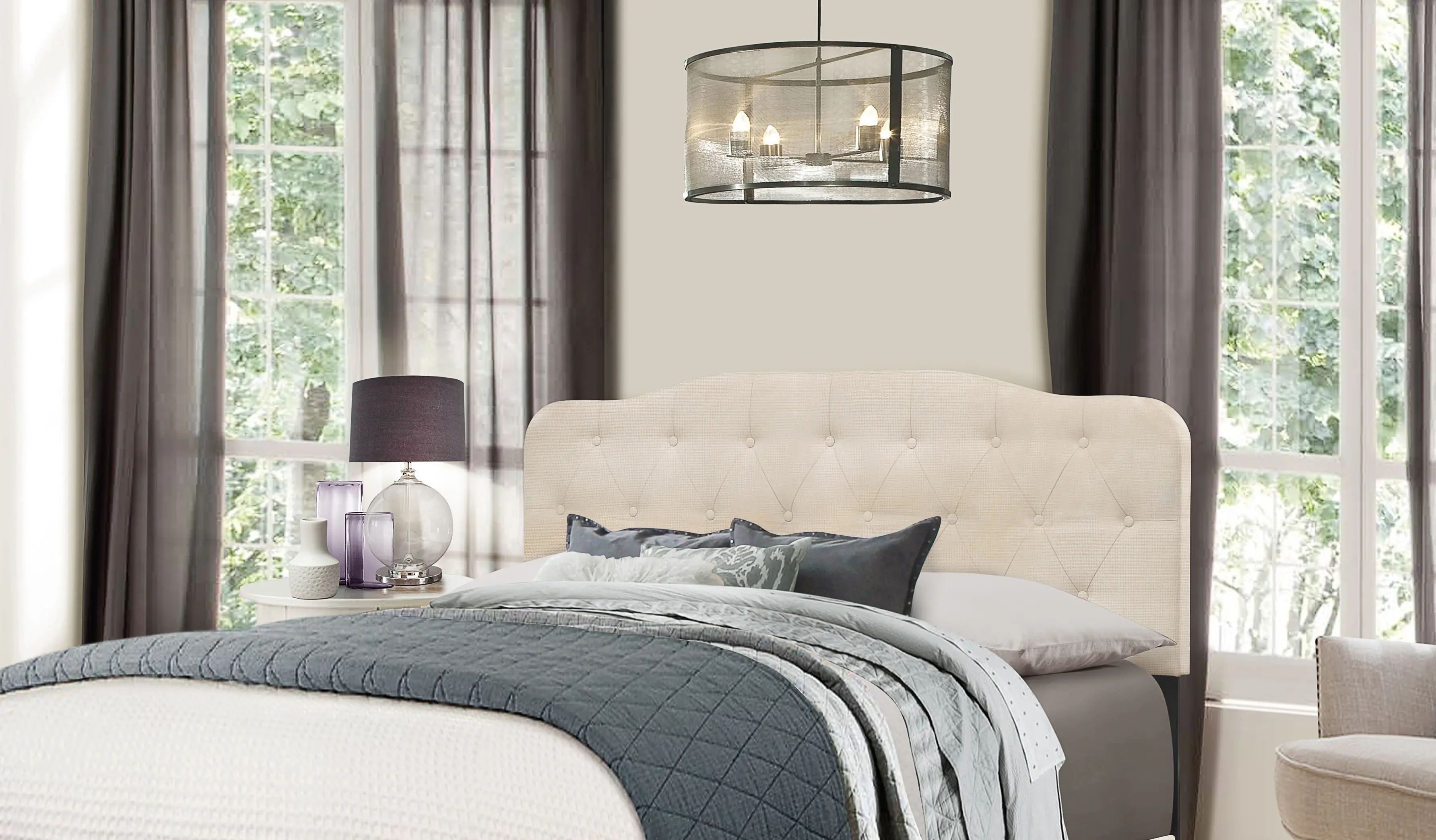 Nicole Linen Full-Queen Upholstered Headboard