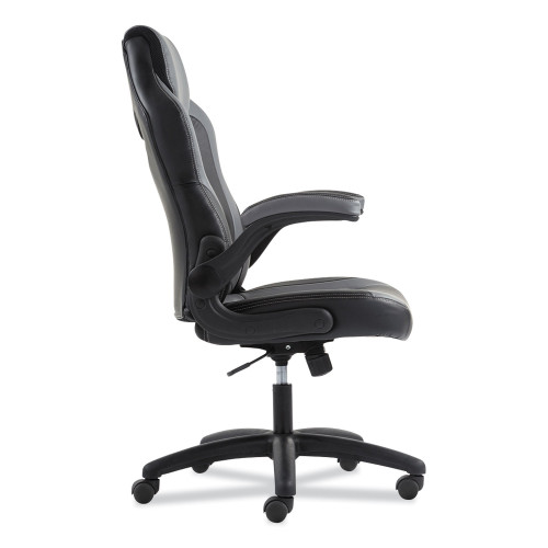 Sadie 9-One-One High-Back Racing Style Chair with Flip-Up Arms， Supports Up to 225 lb， Black Seat， Gray Back， Black Base (VST911)