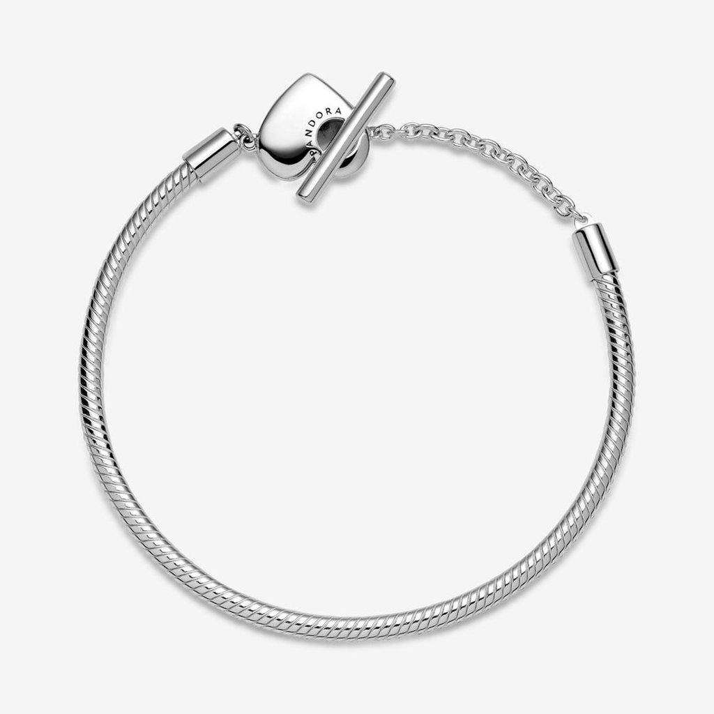 PANDORA  Pandora Moments Heart T-Bar Snake Chain Bracelet