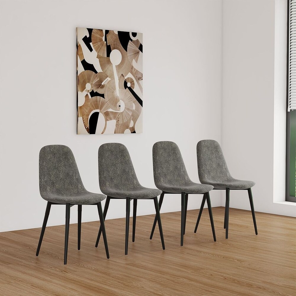 Modern Linen Upholstered Dining Chairs Set of 4