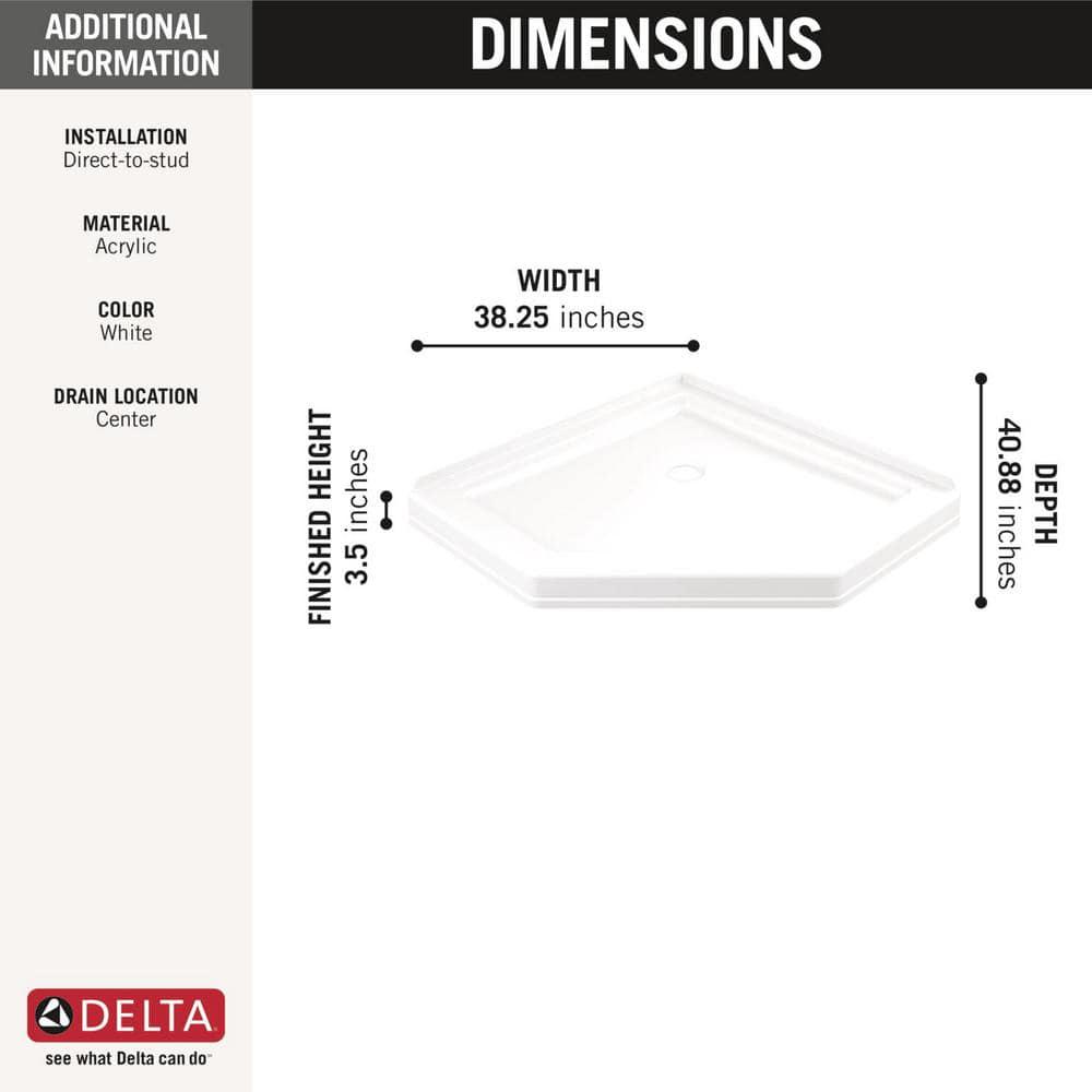 Delta Foundations 38 in L x 38 in W Corner Shower Pan Base with Corner Drain in White