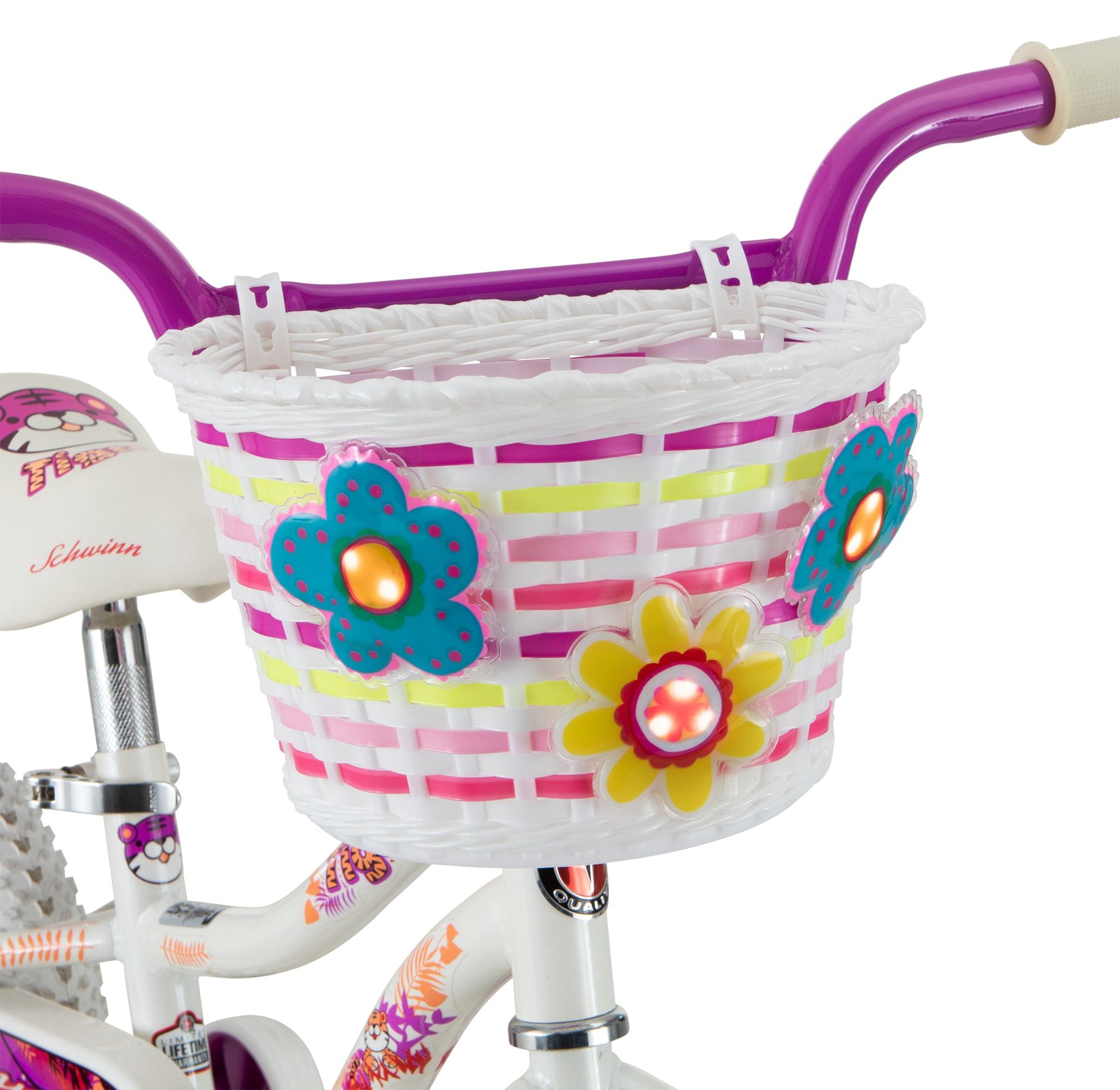 Schwinn Kid's Bicycle Basket with LED Flowers， Pink