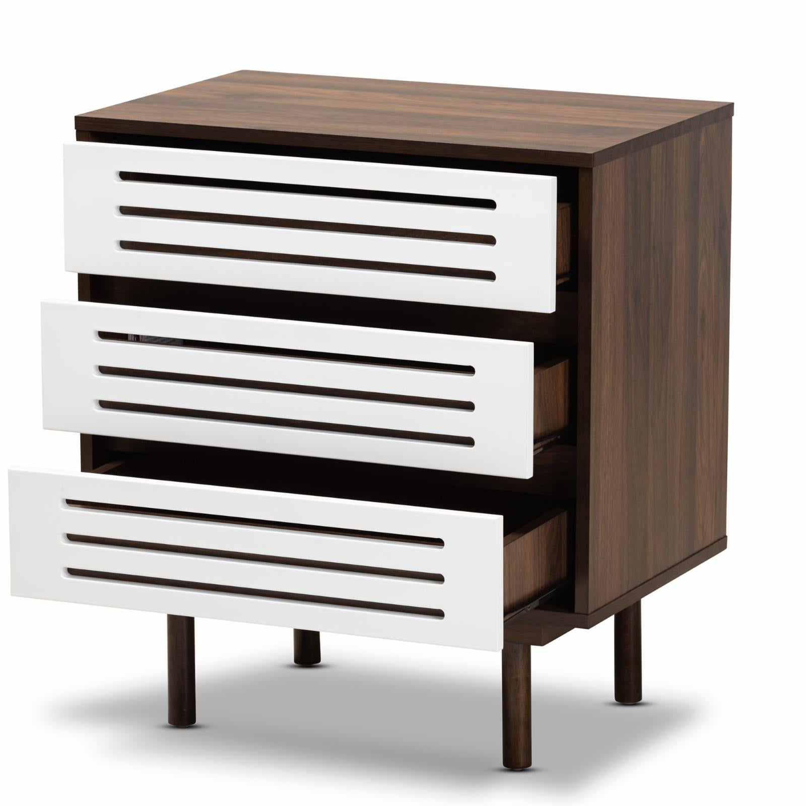 Baxton Studio Meike 3 Drawer Mid-Century Modern Nightstand