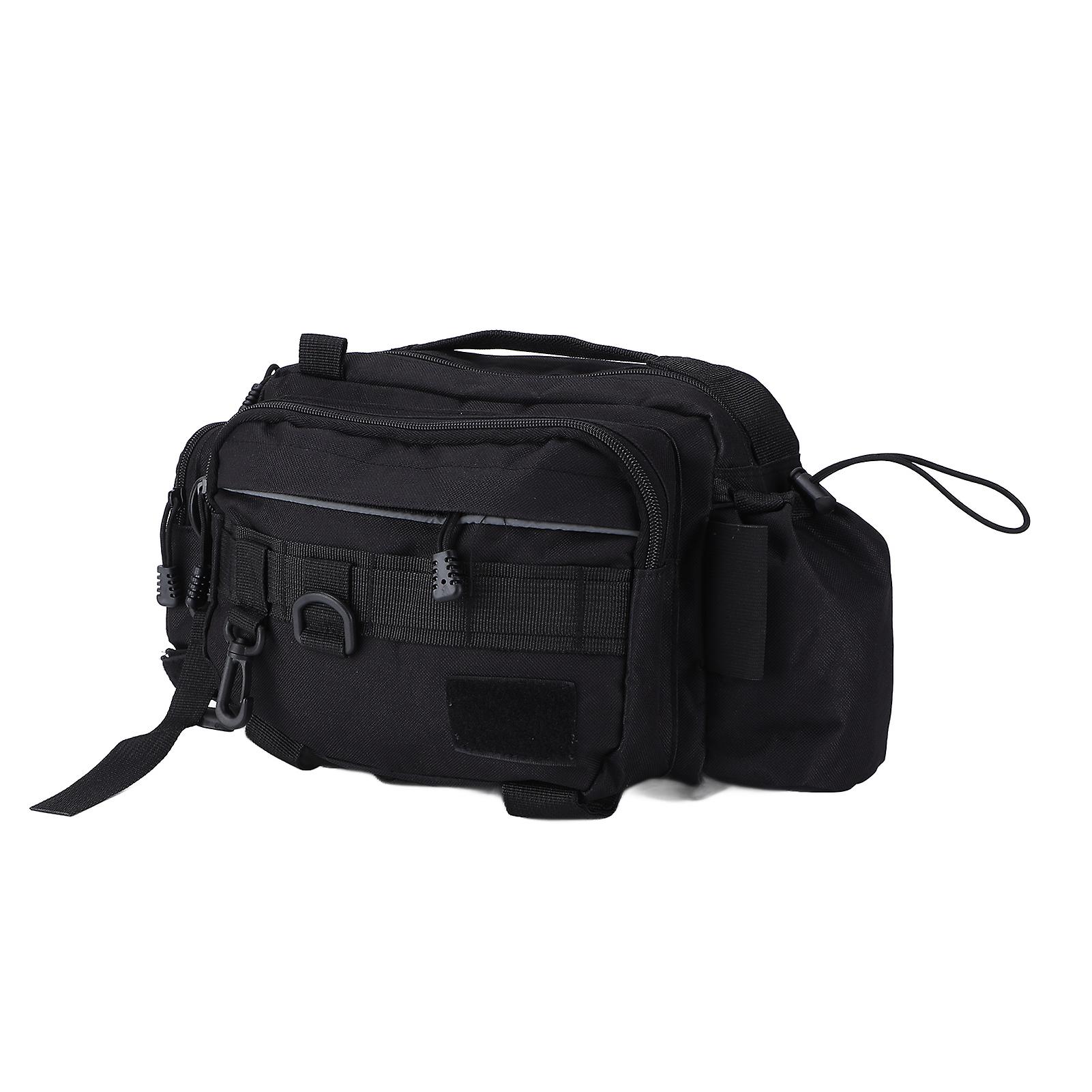 Fishing Tackle Bag Nylon 600d Fishing Gear Sling Pack With Waist Belt For Outdoor Cyclingblack