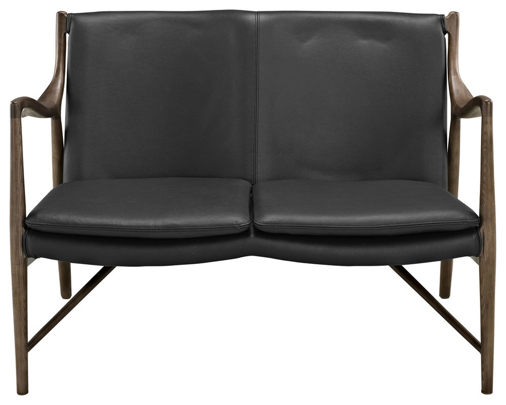 Modern Contemporary Leather Loveseat  Black Leather   Midcentury   Loveseats   by First of a Kind USA Inc  Houzz