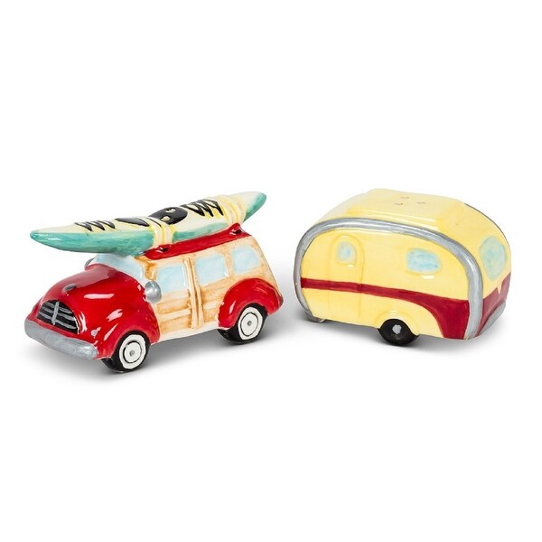 Woody Car and Camper Salt and Pepper Ceramic - Multi